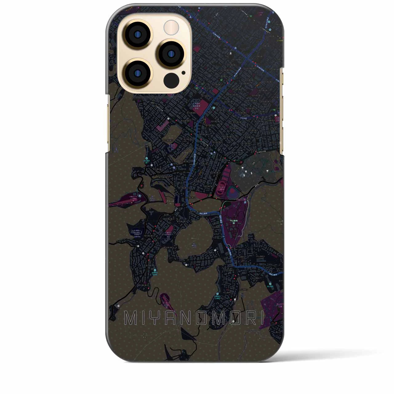 【宮の森（北海道）】地図柄iPhoneケース（バックカバータイプ）