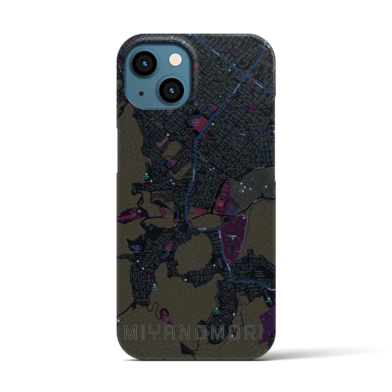 【宮の森（北海道）】地図柄iPhoneケース（バックカバータイプ）
