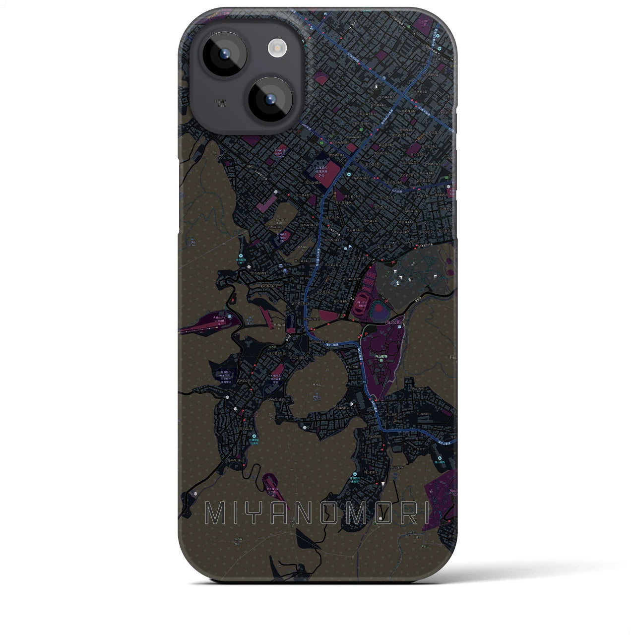 【宮の森（北海道）】地図柄iPhoneケース（バックカバータイプ）