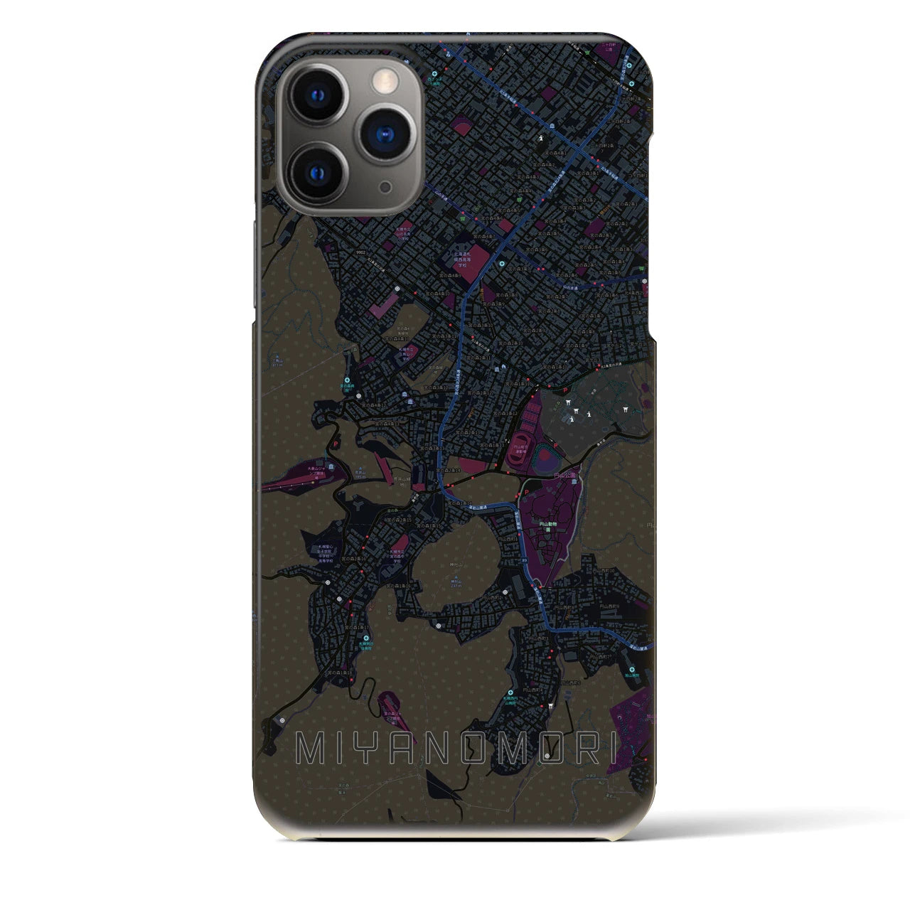 【宮の森（北海道）】地図柄iPhoneケース（バックカバータイプ）