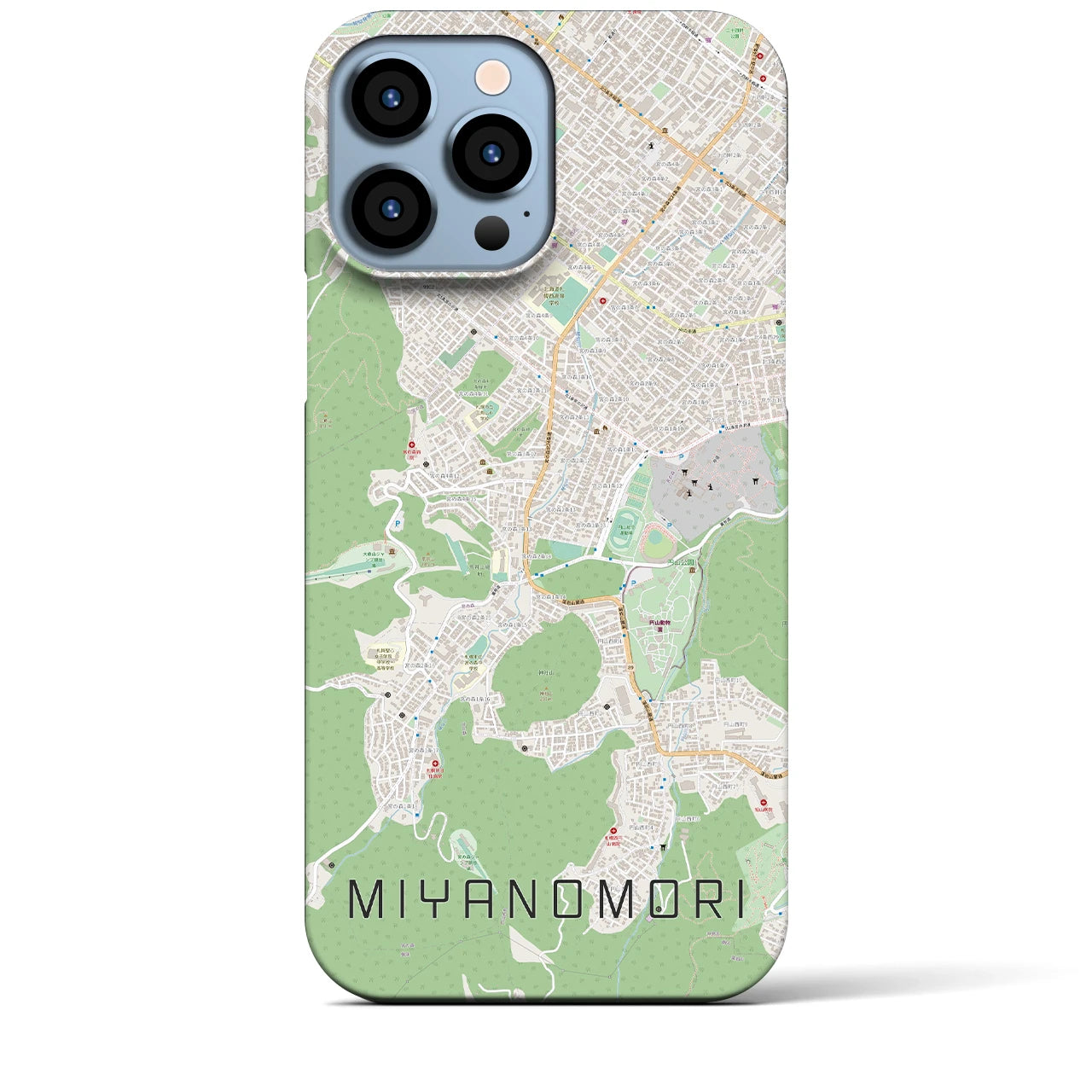 【宮の森（北海道）】地図柄iPhoneケース（バックカバータイプ）