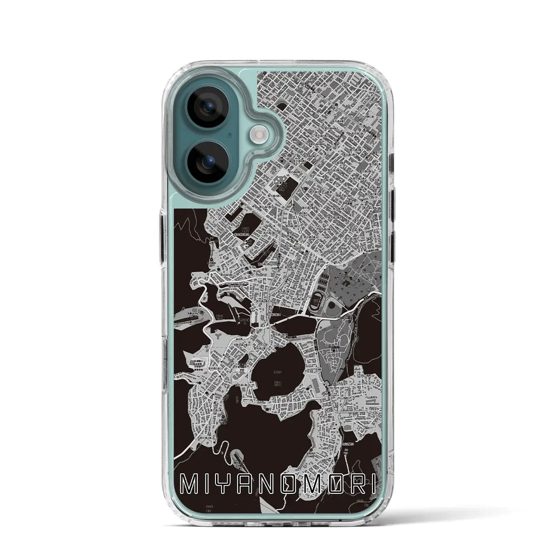 【宮の森（北海道）】地図柄iPhoneケース（MagSafeタイプ）モノトーン・iPhone 16 Pro 用