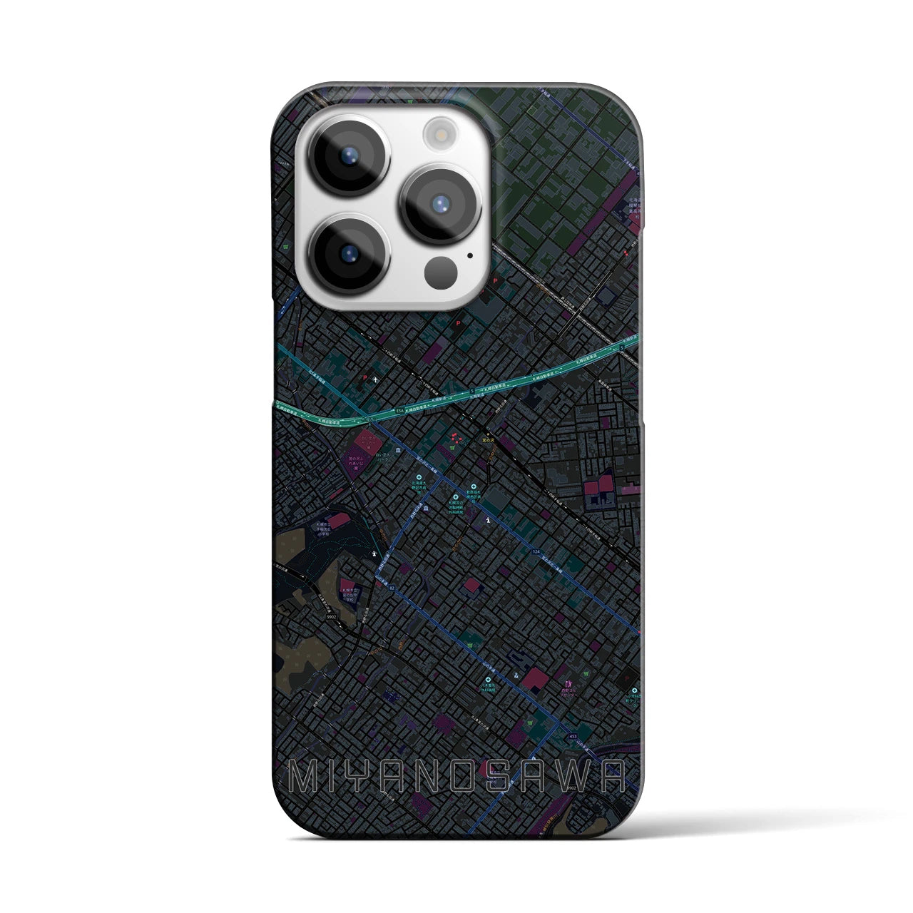 【宮の沢（北海道）】地図柄iPhoneケース（バックカバータイプ）
