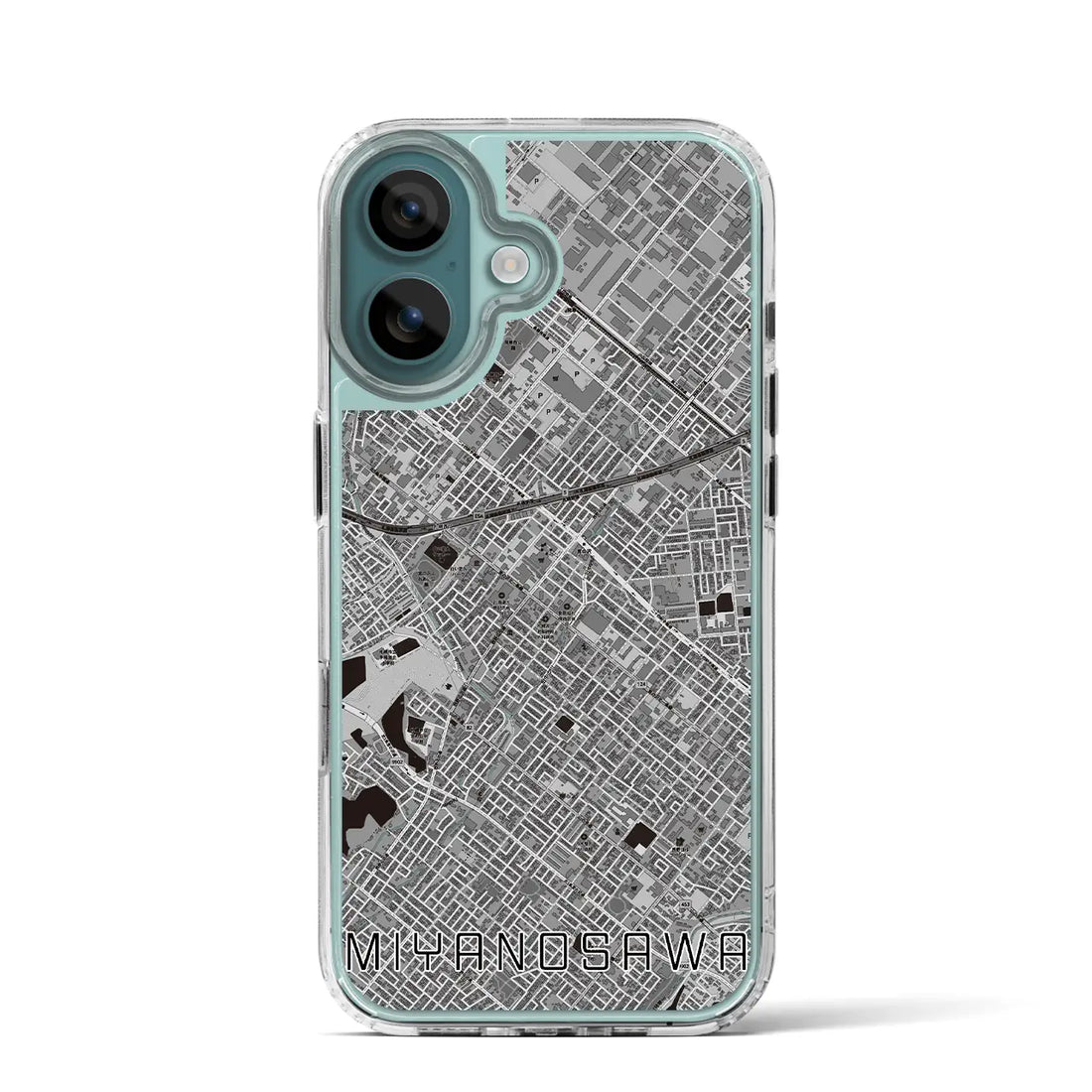 【宮の沢（北海道）】地図柄iPhoneケース（MagSafeタイプ）モノトーン・iPhone 16 Pro 用