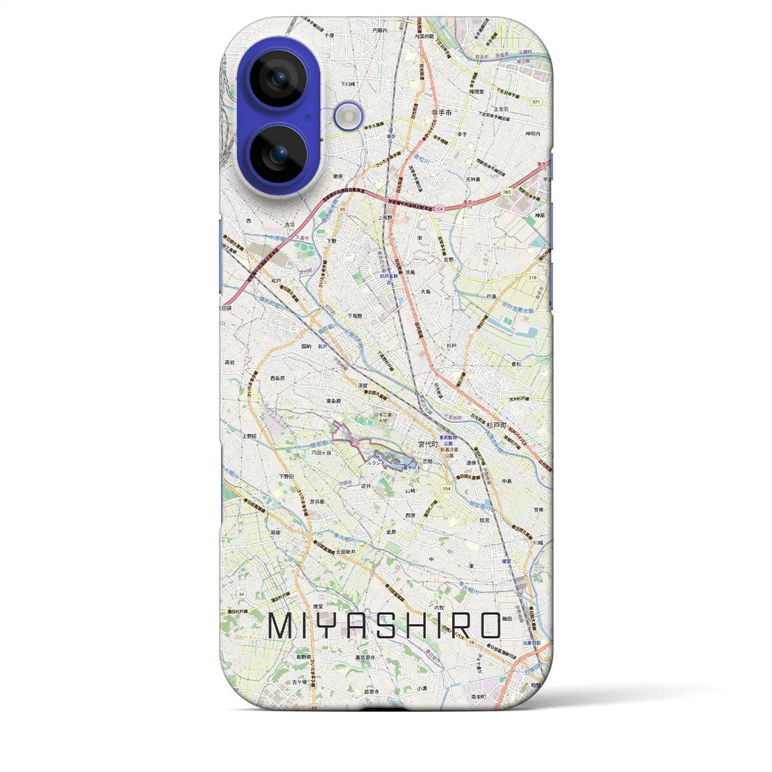 【宮代(埼玉県)】地図柄iPhoneケース(バックカバータイプ)ナチュラル・iPhone 16 Pro Max 用