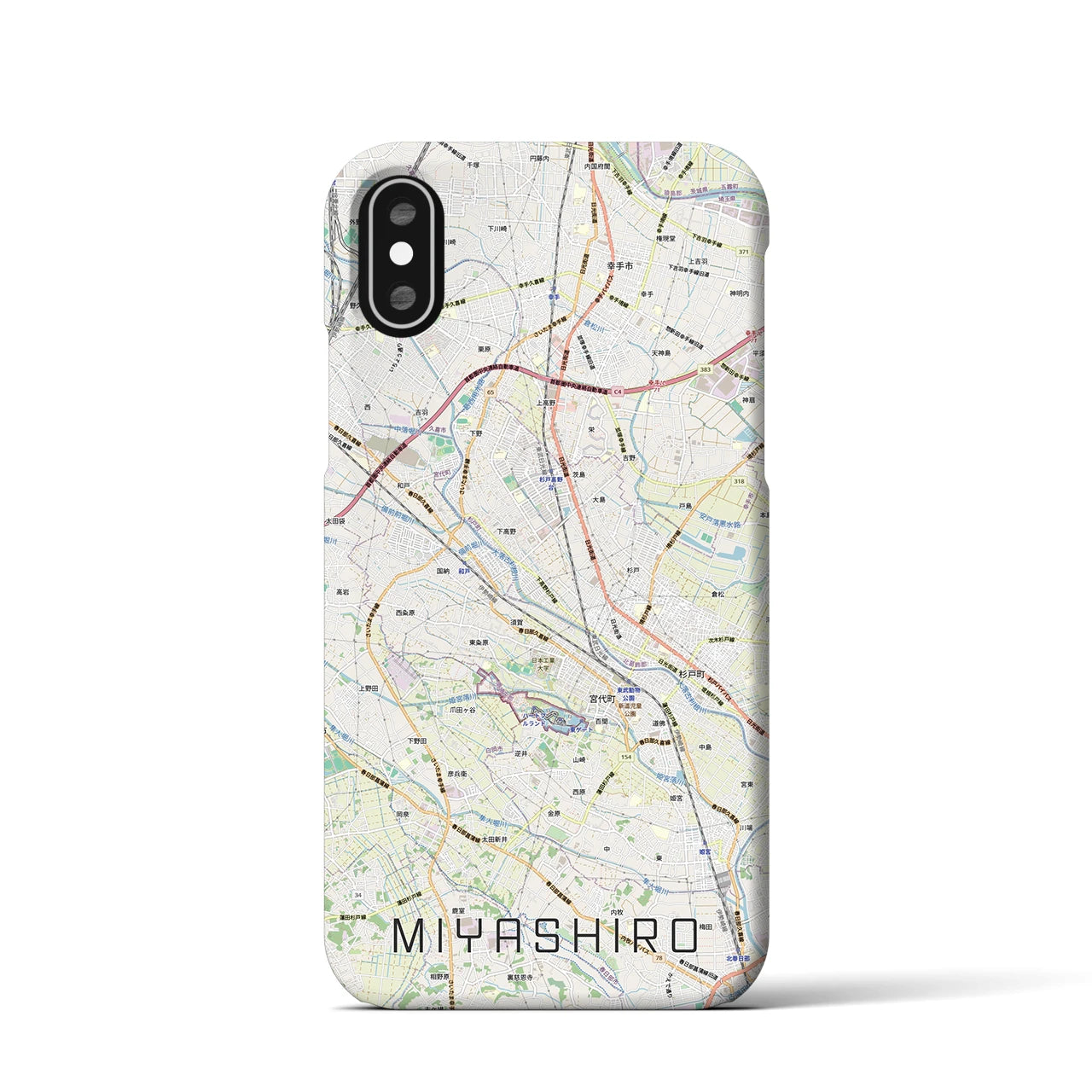 【宮代（埼玉県）】地図柄iPhoneケース（バックカバータイプ）ナチュラル・iPhone XS / X 用