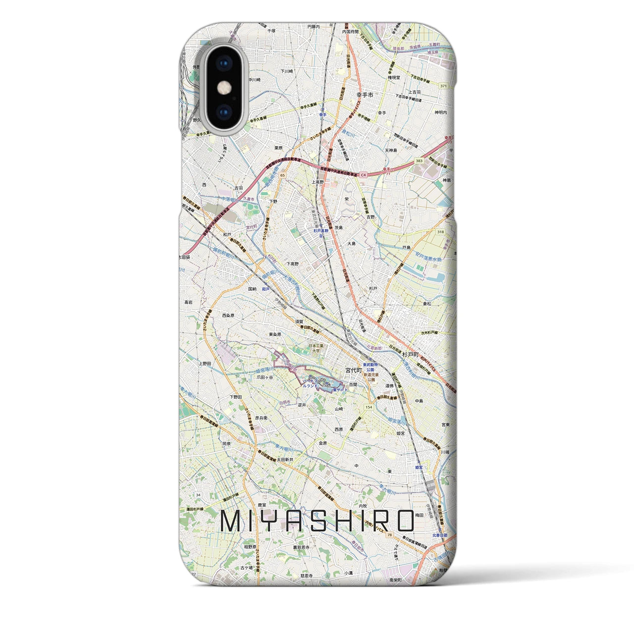 【宮代（埼玉県）】地図柄iPhoneケース（バックカバータイプ）ナチュラル・iPhone XS Max 用