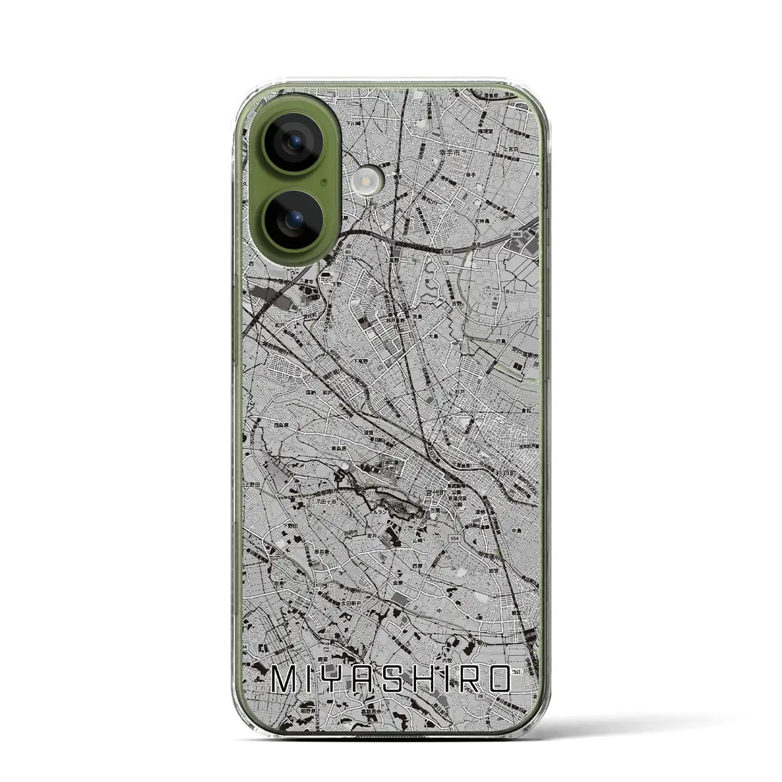 【宮代（埼玉県）】地図柄iPhoneケース（クリアタイプ）モノトーン・iPhone 17 Pro Max 用