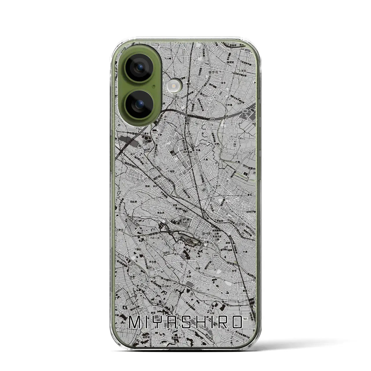 【宮代（埼玉県）】地図柄iPhoneケース（クリアタイプ）モノトーン・iPhone 17 Pro Max 用