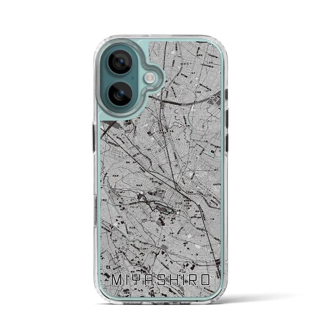 【宮代（埼玉県）】地図柄iPhoneケース（MagSafeタイプ）モノトーン・iPhone 16 Pro 用