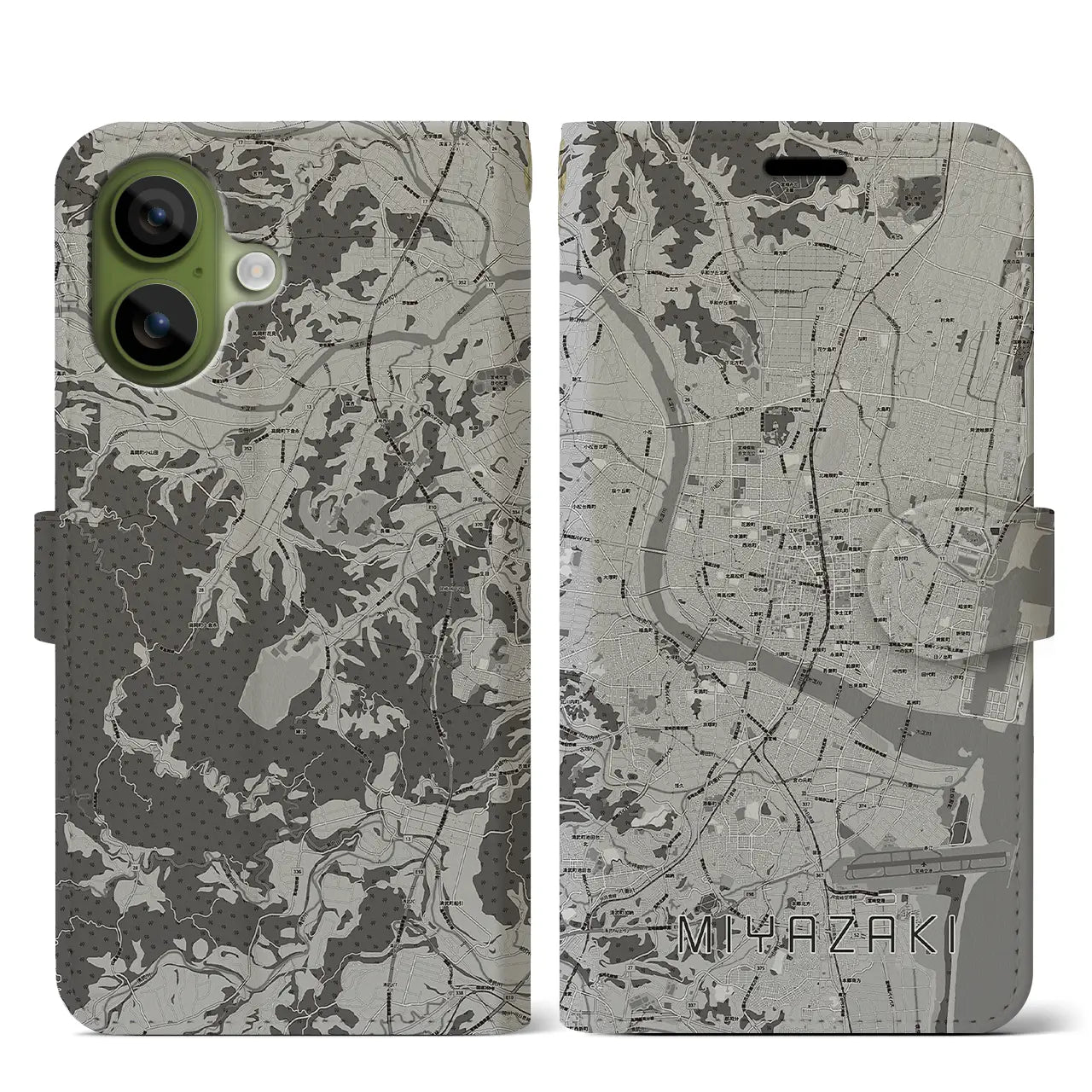 【宮崎2（宮崎県）】地図柄iPhoneケース（手帳タイプ）