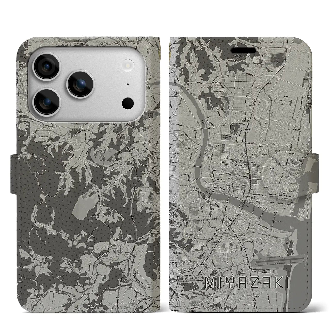 【宮崎2（宮崎県）】地図柄iPhoneケース（手帳タイプ）