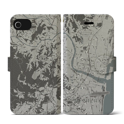 【宮崎2（宮崎県）】地図柄iPhoneケース（手帳タイプ）モノトーン・iPhone SE（第3 / 第2世代） / 8 / 7 / 6s / 6 用