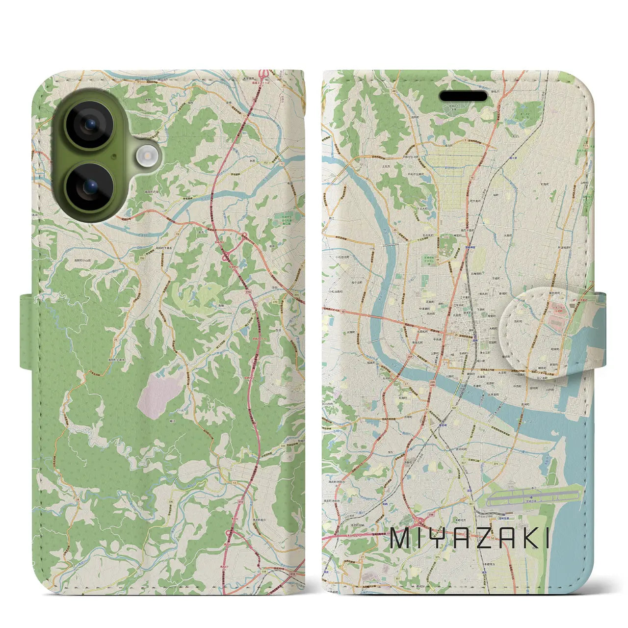 【宮崎2（宮崎県）】地図柄iPhoneケース（手帳タイプ）