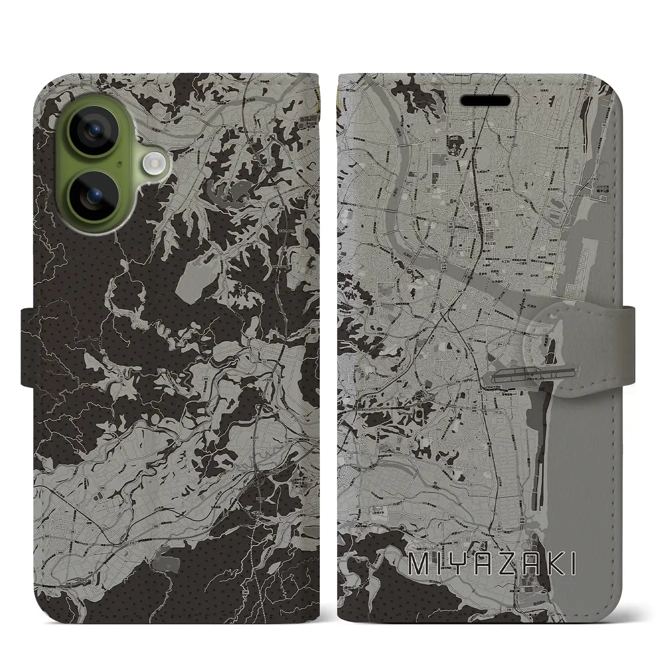 【宮崎（宮崎県）】地図柄iPhoneケース（手帳タイプ）