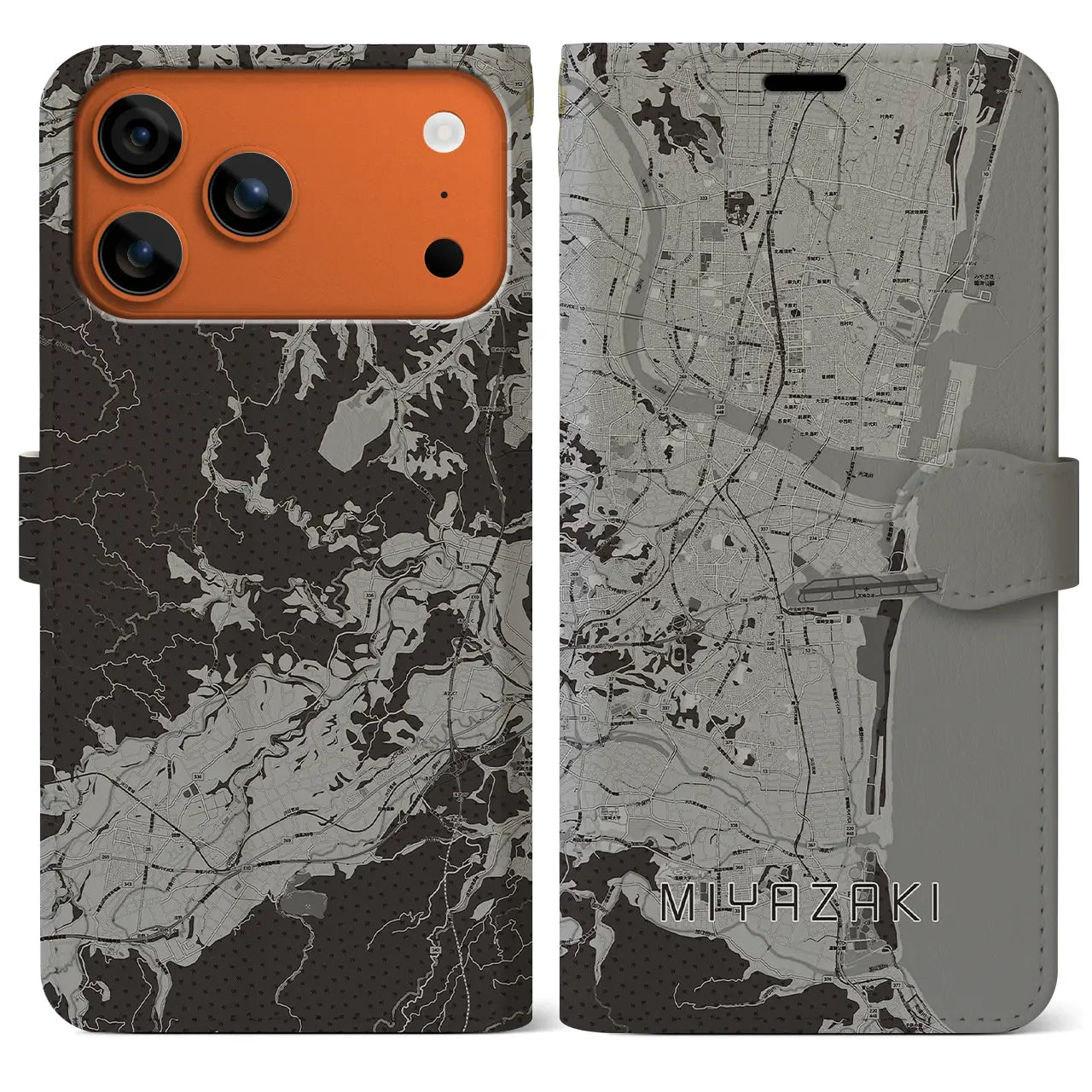 【宮崎（宮崎県）】地図柄iPhoneケース（手帳タイプ）