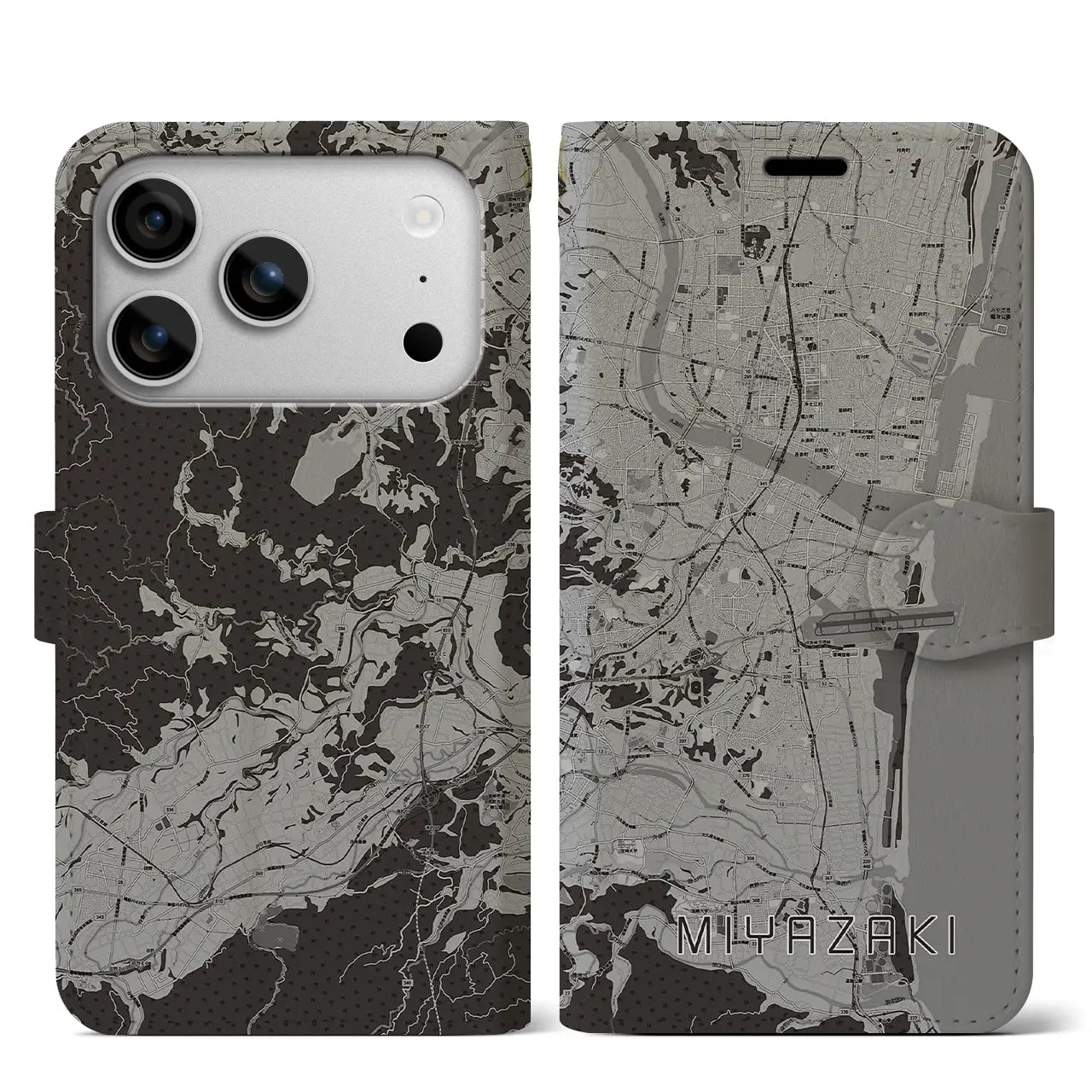 【宮崎（宮崎県）】地図柄iPhoneケース（手帳タイプ）