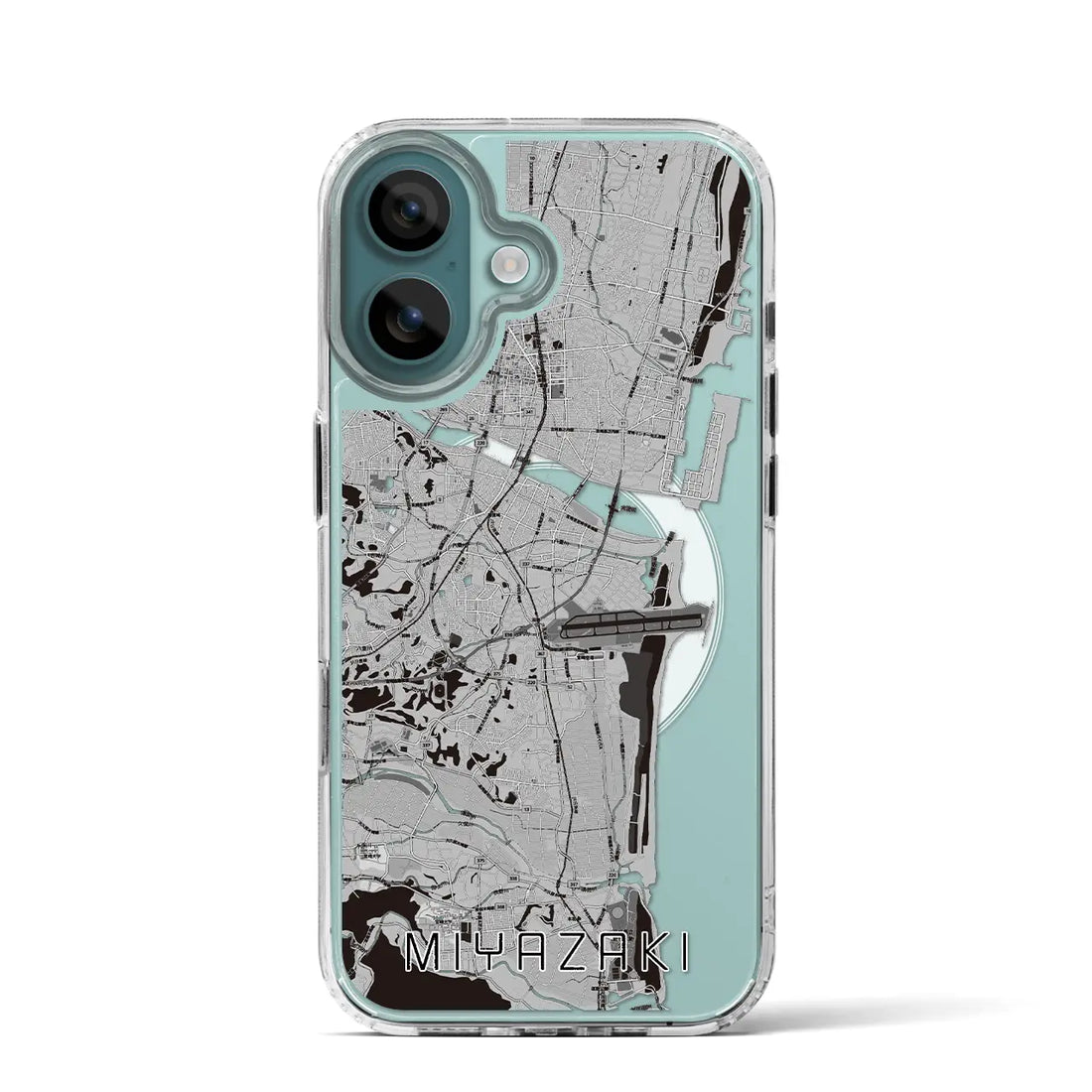 【宮崎（宮崎県）】地図柄iPhoneケース（MagSafeタイプ）モノトーン・iPhone 16 Pro 用