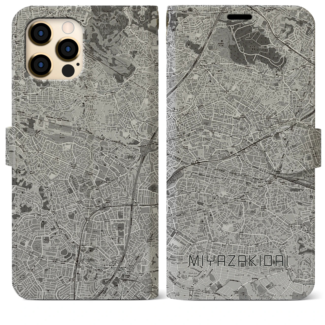 【宮崎台（神奈川県）】地図柄iPhoneケース（手帳タイプ）