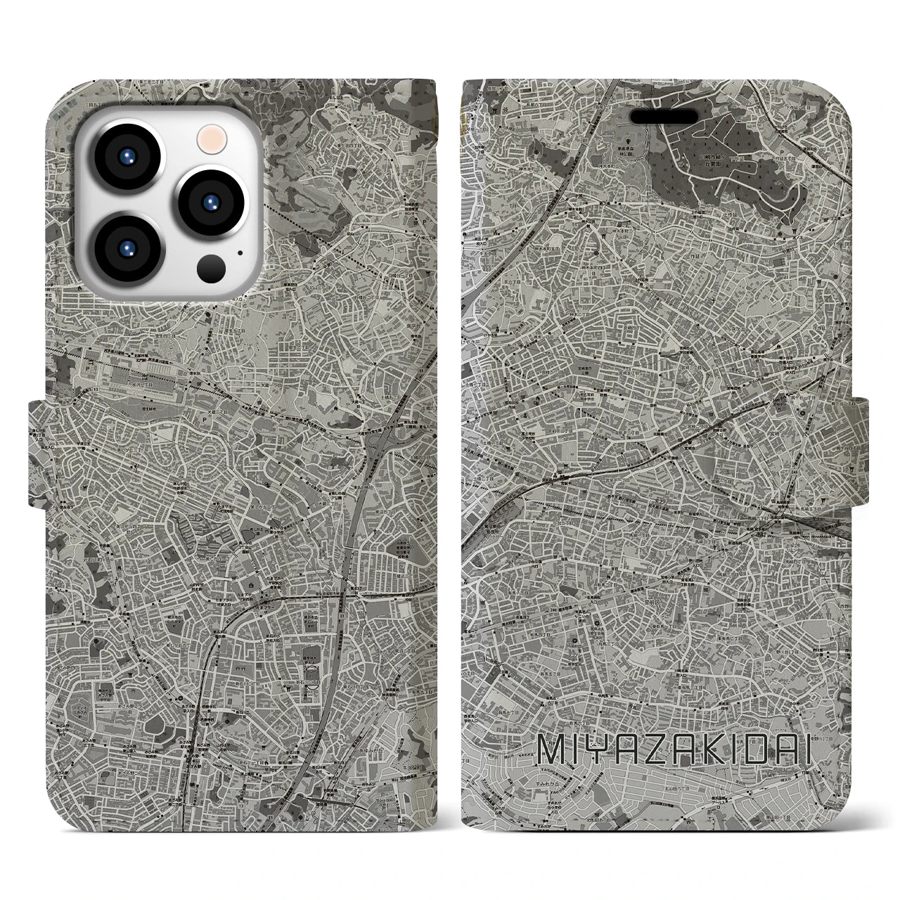 【宮崎台（神奈川県）】地図柄iPhoneケース（手帳タイプ）