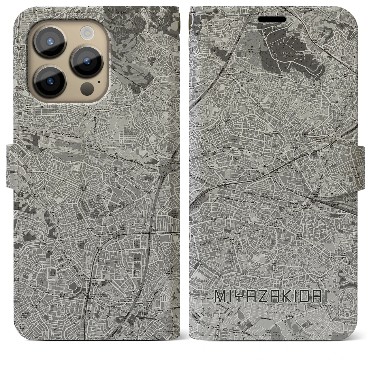【宮崎台（神奈川県）】地図柄iPhoneケース（手帳タイプ）