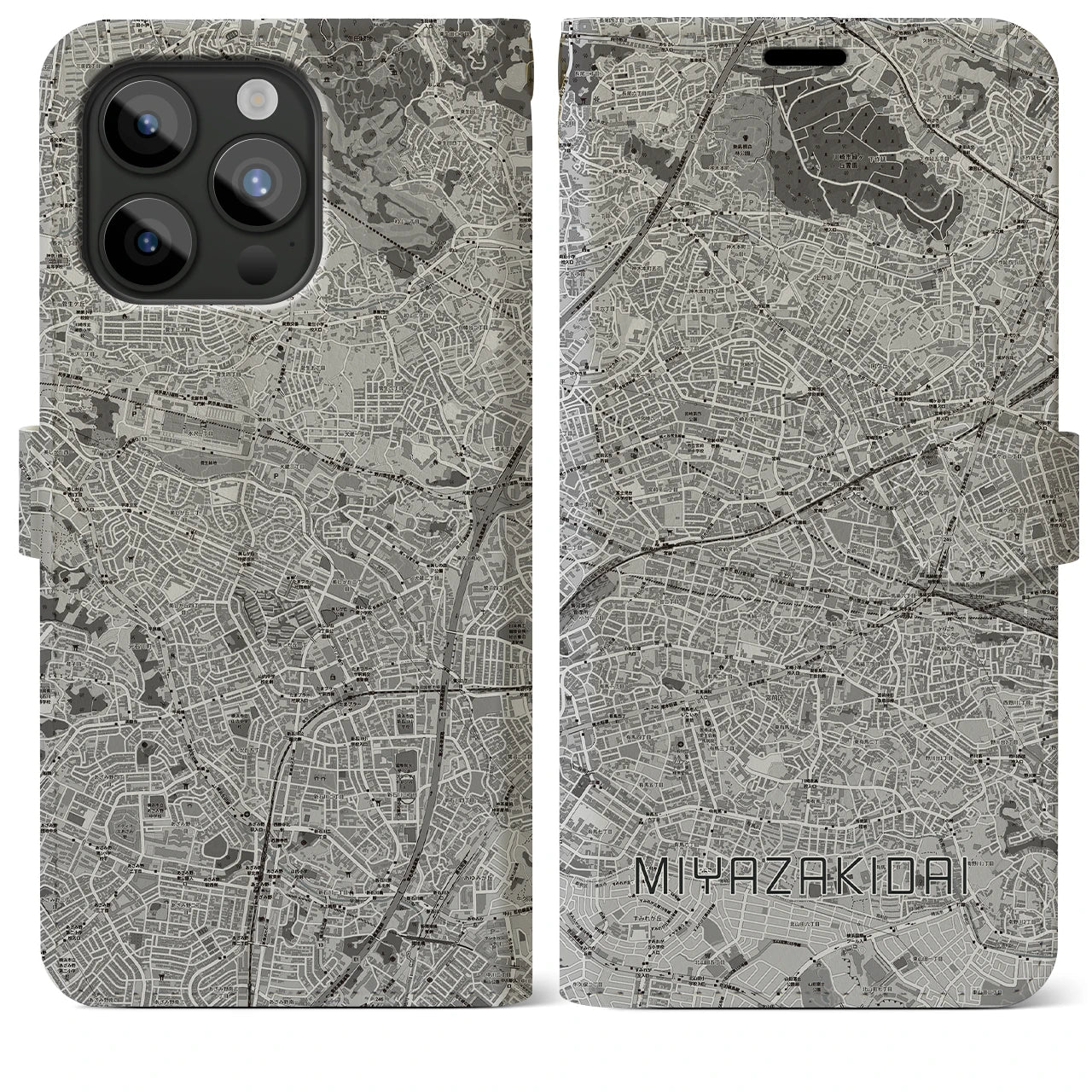 【宮崎台（神奈川県）】地図柄iPhoneケース（手帳タイプ）