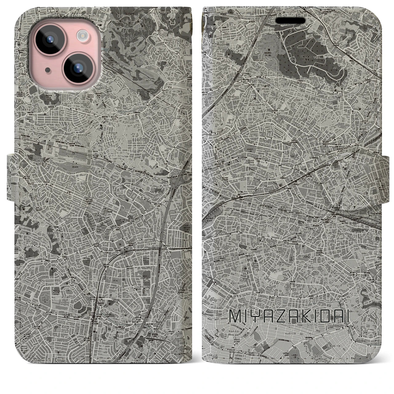 【宮崎台（神奈川県）】地図柄iPhoneケース（手帳タイプ）