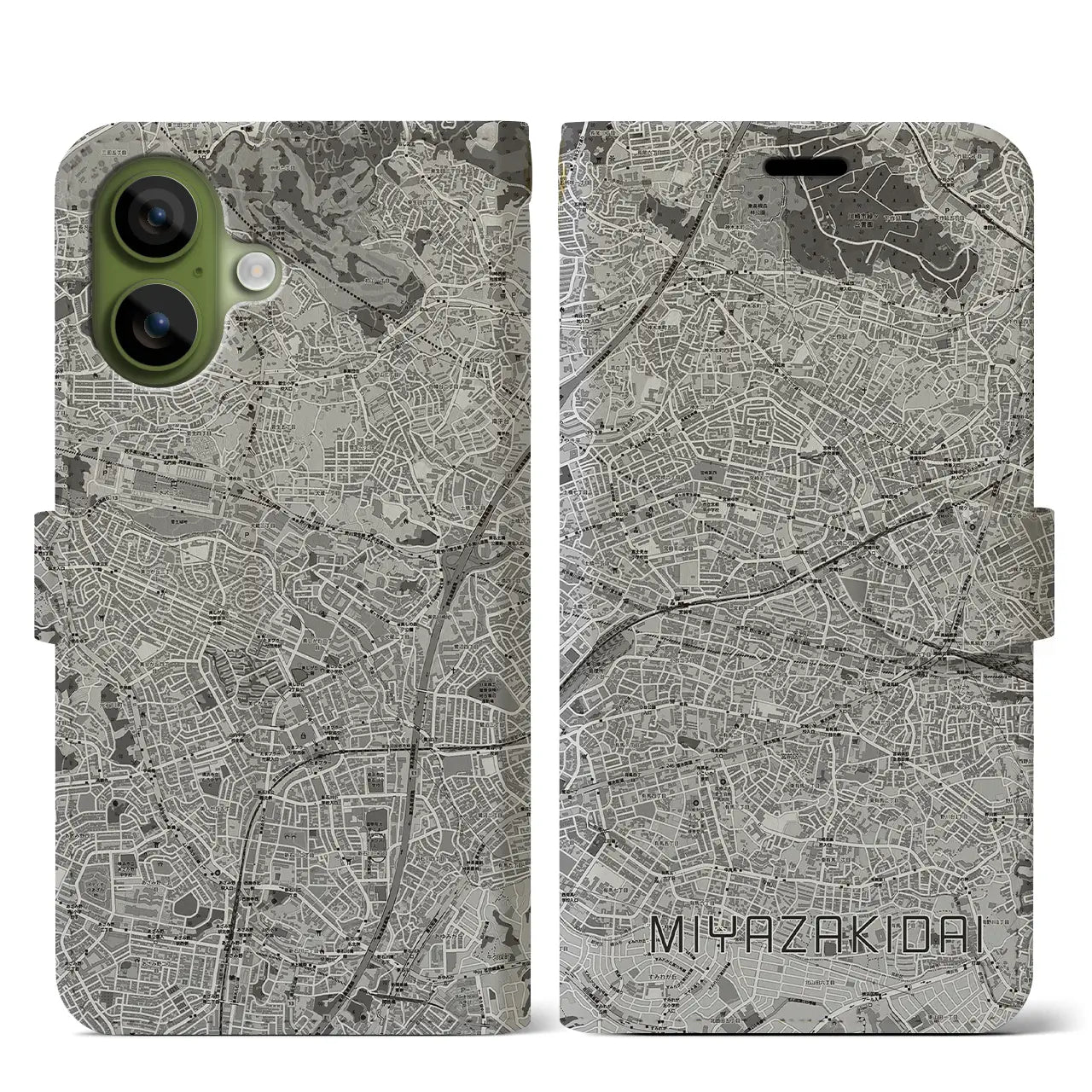 【宮崎台（神奈川県）】地図柄iPhoneケース（手帳タイプ）