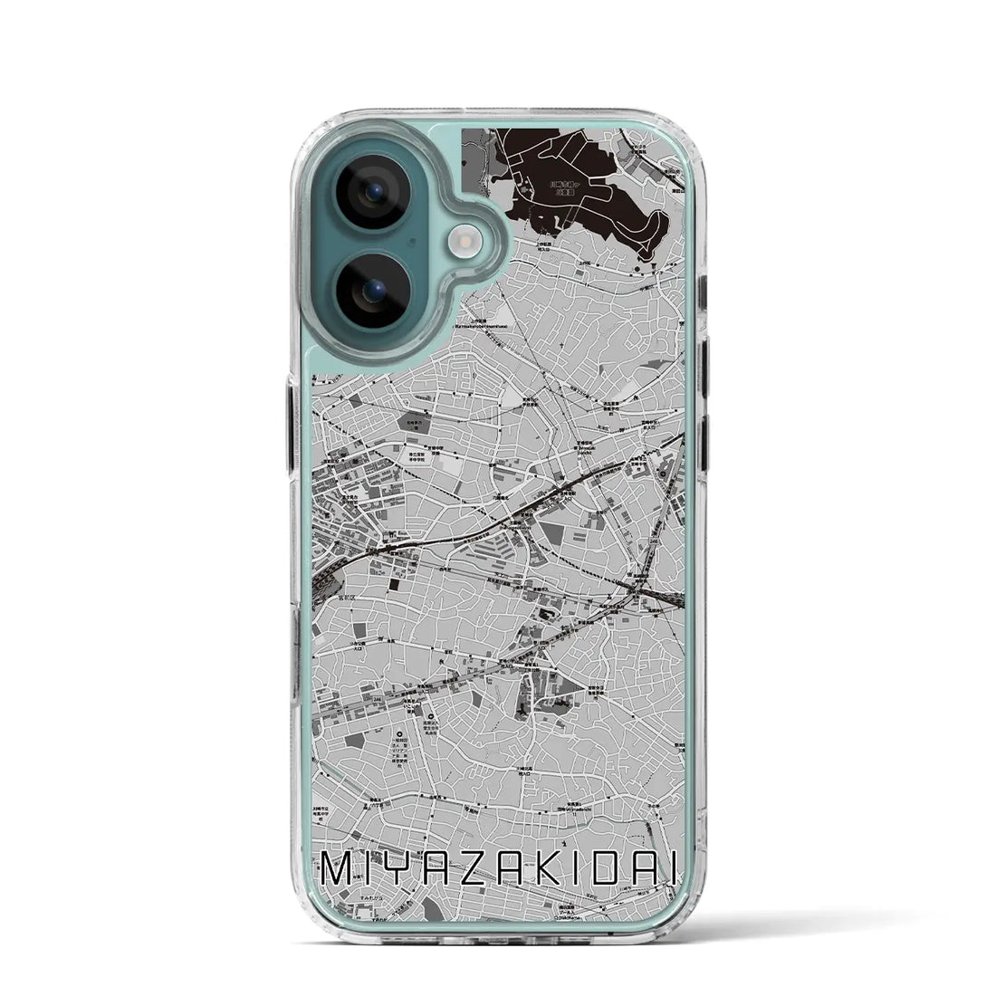 【宮崎台（神奈川県）】地図柄iPhoneケース（MagSafeタイプ）モノトーン・iPhone 16 Pro 用