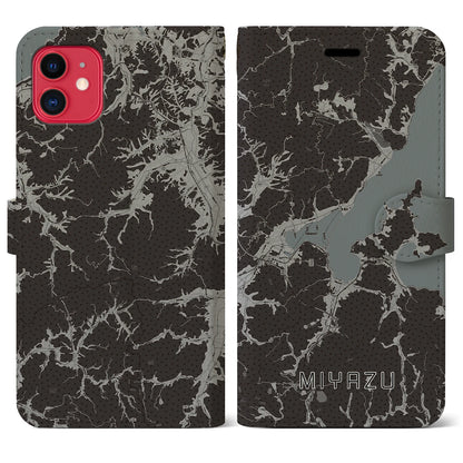 【宮津（京都府）】地図柄iPhoneケース（手帳タイプ）モノトーン・iPhone 11 用