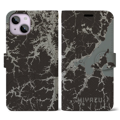 【宮津（京都府）】地図柄iPhoneケース（手帳タイプ）モノトーン・iPhone 14 用