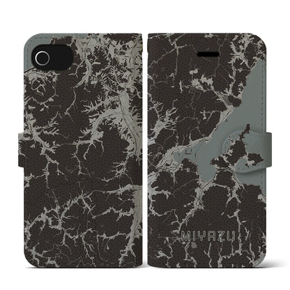 【宮津（京都府）】地図柄iPhoneケース（手帳タイプ）モノトーン・iPhone SE（第3 / 第2世代） / 8 / 7 / 6s / 6 用