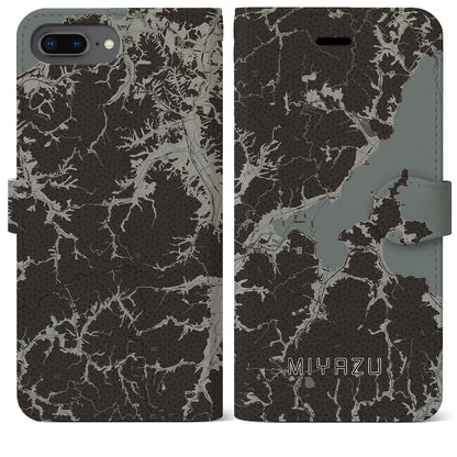 【宮津（京都府）】地図柄iPhoneケース（手帳タイプ）モノトーン・iPhone 8Plus /7Plus / 6sPlus / 6Plus 用