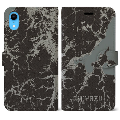 【宮津（京都府）】地図柄iPhoneケース（手帳タイプ）モノトーン・iPhone XR 用