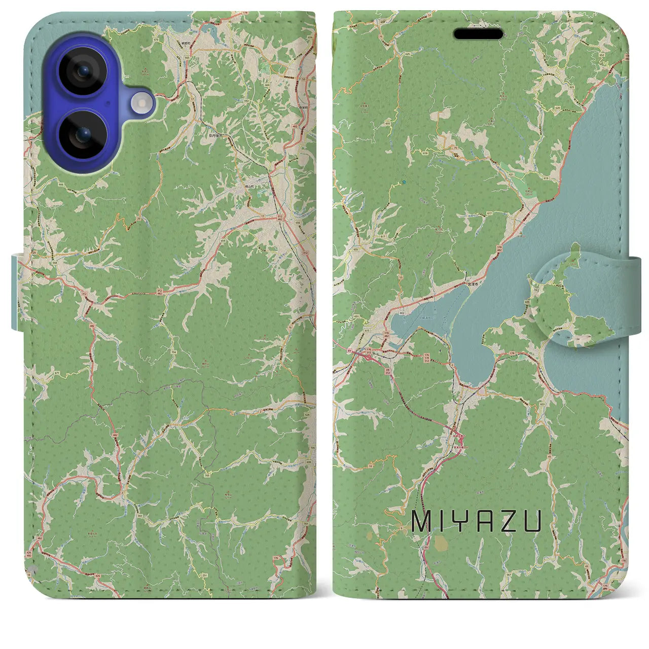 【宮津（京都府）】地図柄iPhoneケース（手帳タイプ）ナチュラル・iPhone 16 Pro Max 用