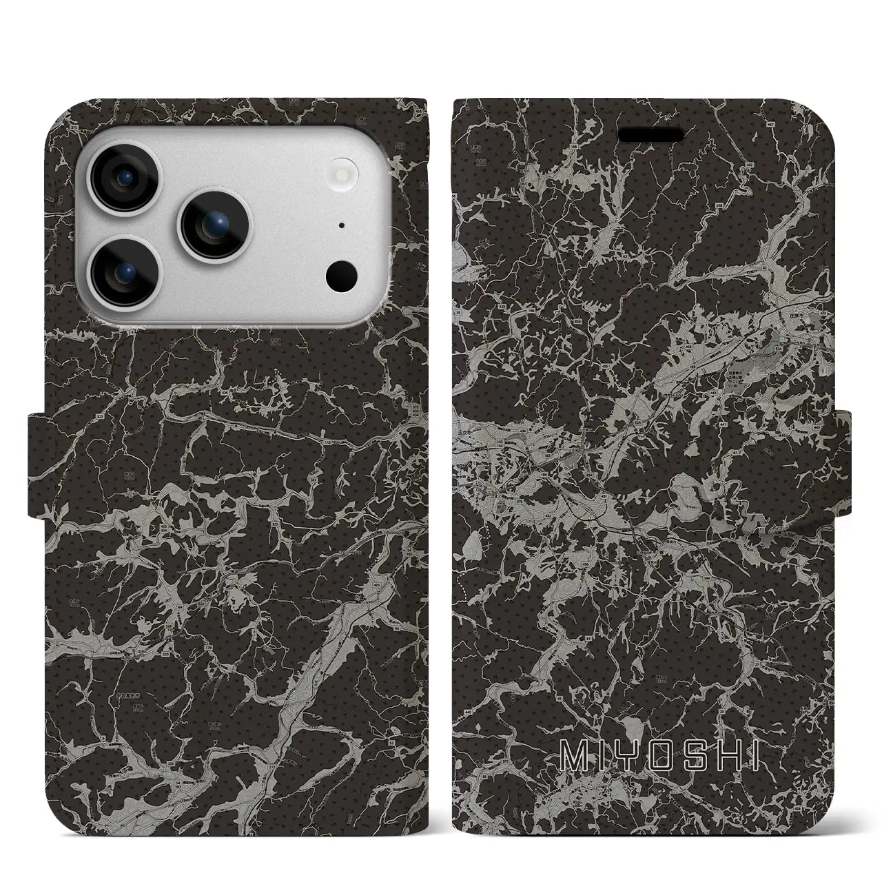 【三次（広島県）】地図柄iPhoneケース（手帳タイプ）