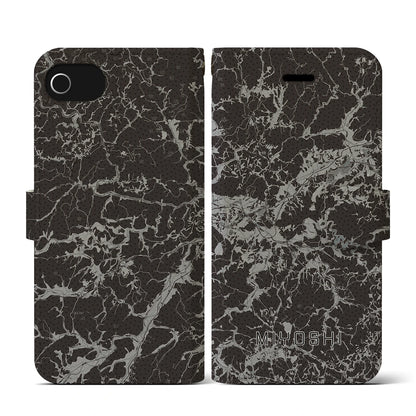 【三次（広島県）】地図柄iPhoneケース（手帳タイプ）モノトーン・iPhone SE（第3 / 第2世代） / 8 / 7 / 6s / 6 用