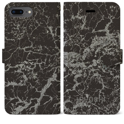 【三次（広島県）】地図柄iPhoneケース（手帳タイプ）モノトーン・iPhone 8Plus /7Plus / 6sPlus / 6Plus 用