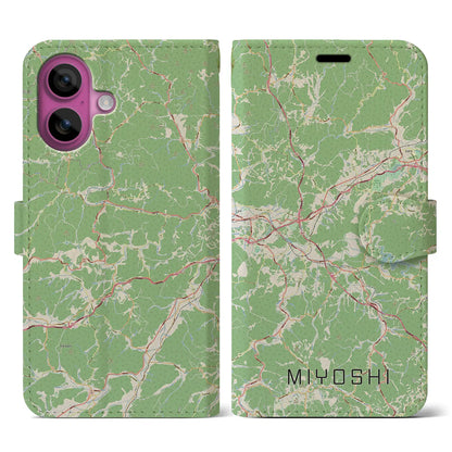 【三次（広島県）】地図柄iPhoneケース（手帳タイプ）ナチュラル・iPhone 16 Pro 用
