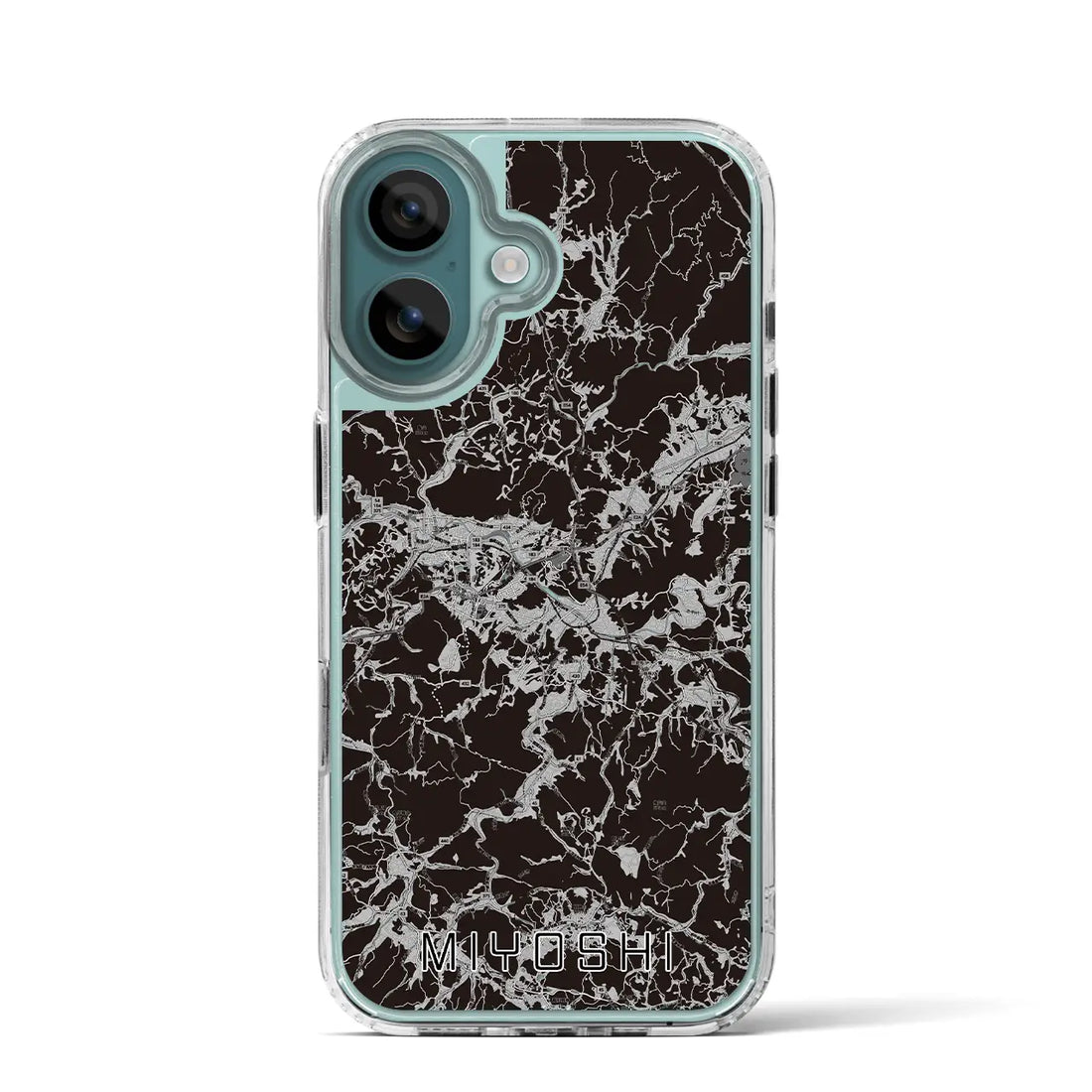 【三次（広島県）】地図柄iPhoneケース（MagSafeタイプ）モノトーン・iPhone 16 Pro 用