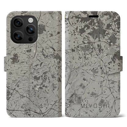 【みよし（愛知県）】地図柄iPhoneケース（手帳タイプ）モノトーン・iPhone 16 用