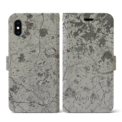 【みよし（愛知県）】地図柄iPhoneケース（手帳タイプ）モノトーン・iPhone XS / X 用