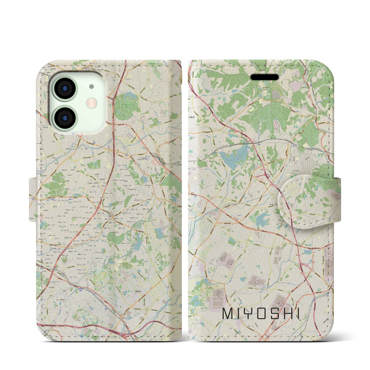 【みよし（愛知県）】地図柄iPhoneケース（手帳タイプ）