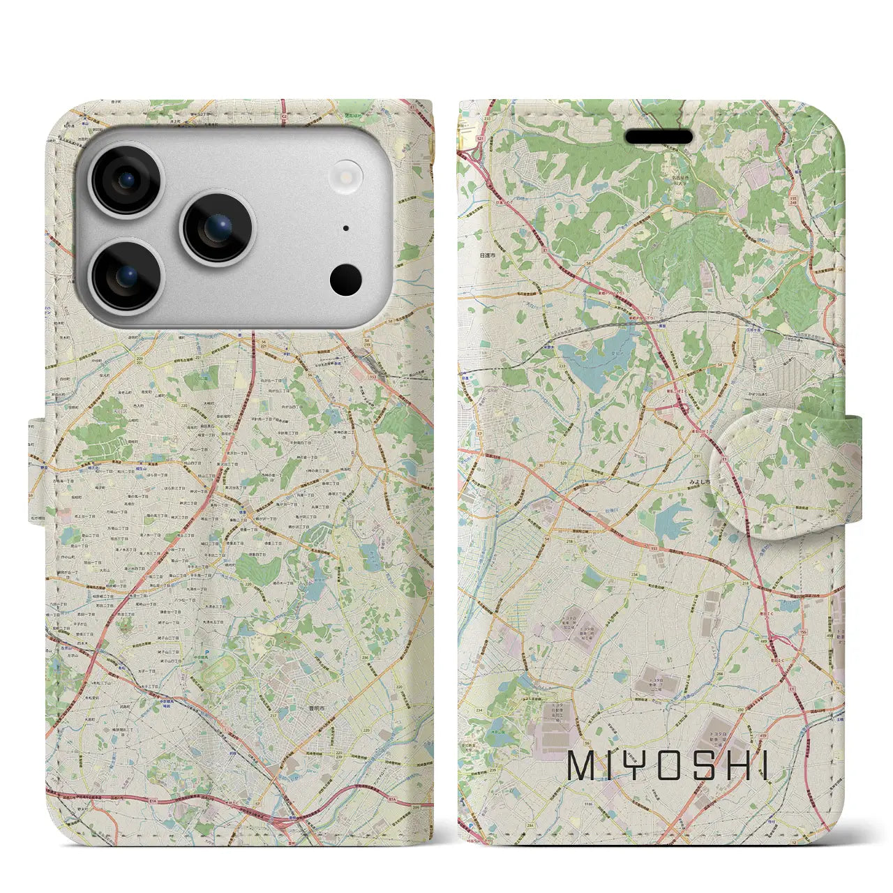 【みよし（愛知県）】地図柄iPhoneケース（手帳タイプ）