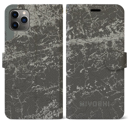 【三好（徳島県）】地図柄iPhoneケース（手帳タイプ）モノトーン・iPhone 11 Pro Max 用