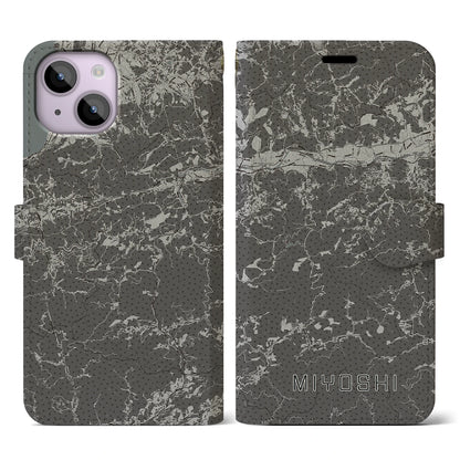 【三好（徳島県）】地図柄iPhoneケース（手帳タイプ）モノトーン・iPhone 14 用