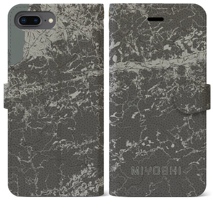 【三好（徳島県）】地図柄iPhoneケース（手帳タイプ）モノトーン・iPhone 8Plus /7Plus / 6sPlus / 6Plus 用