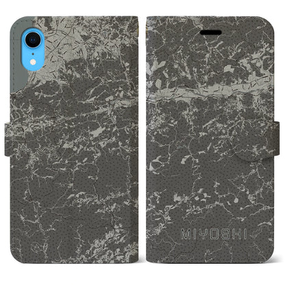 【三好（徳島県）】地図柄iPhoneケース（手帳タイプ）モノトーン・iPhone XR 用