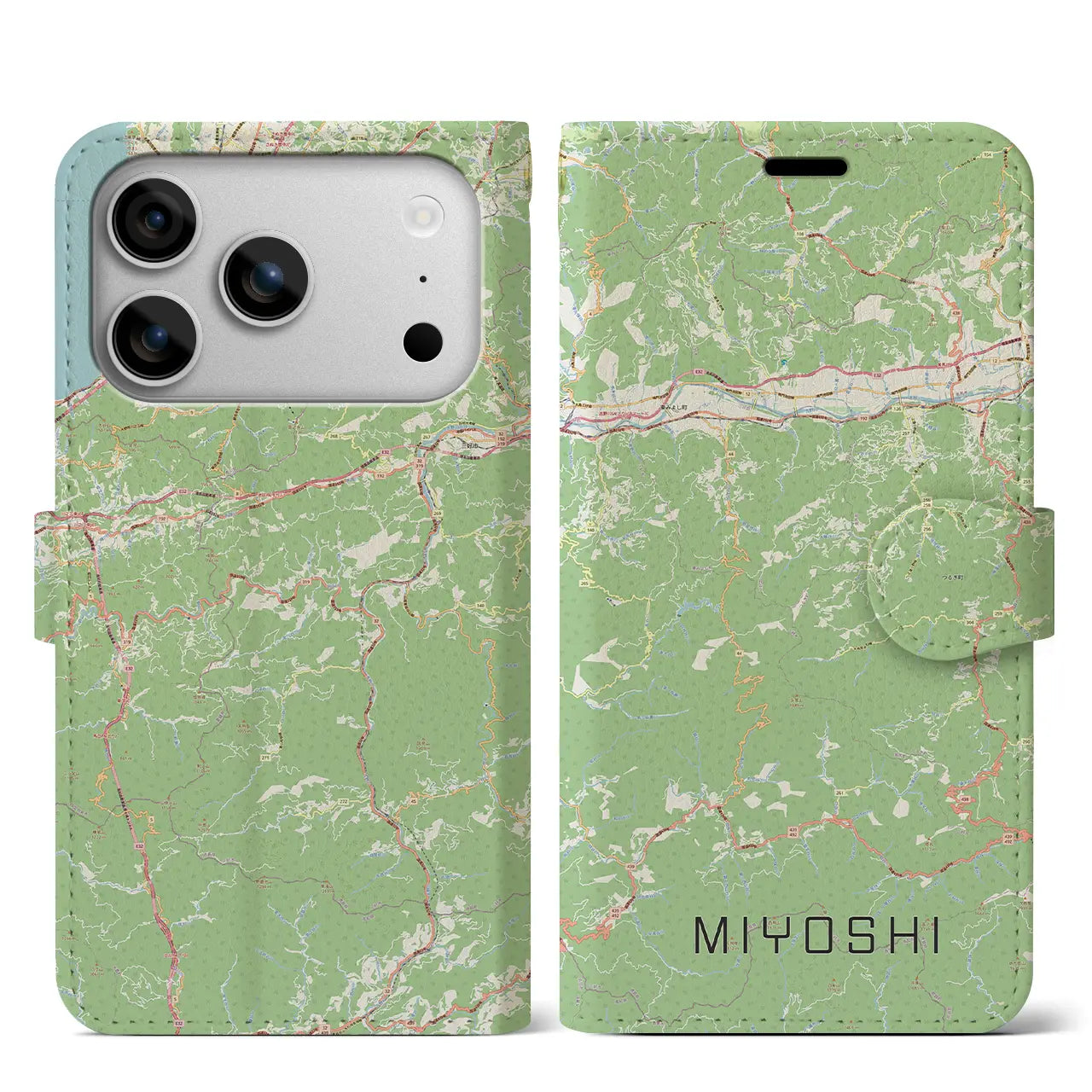 【三好（徳島県）】地図柄iPhoneケース（手帳タイプ）