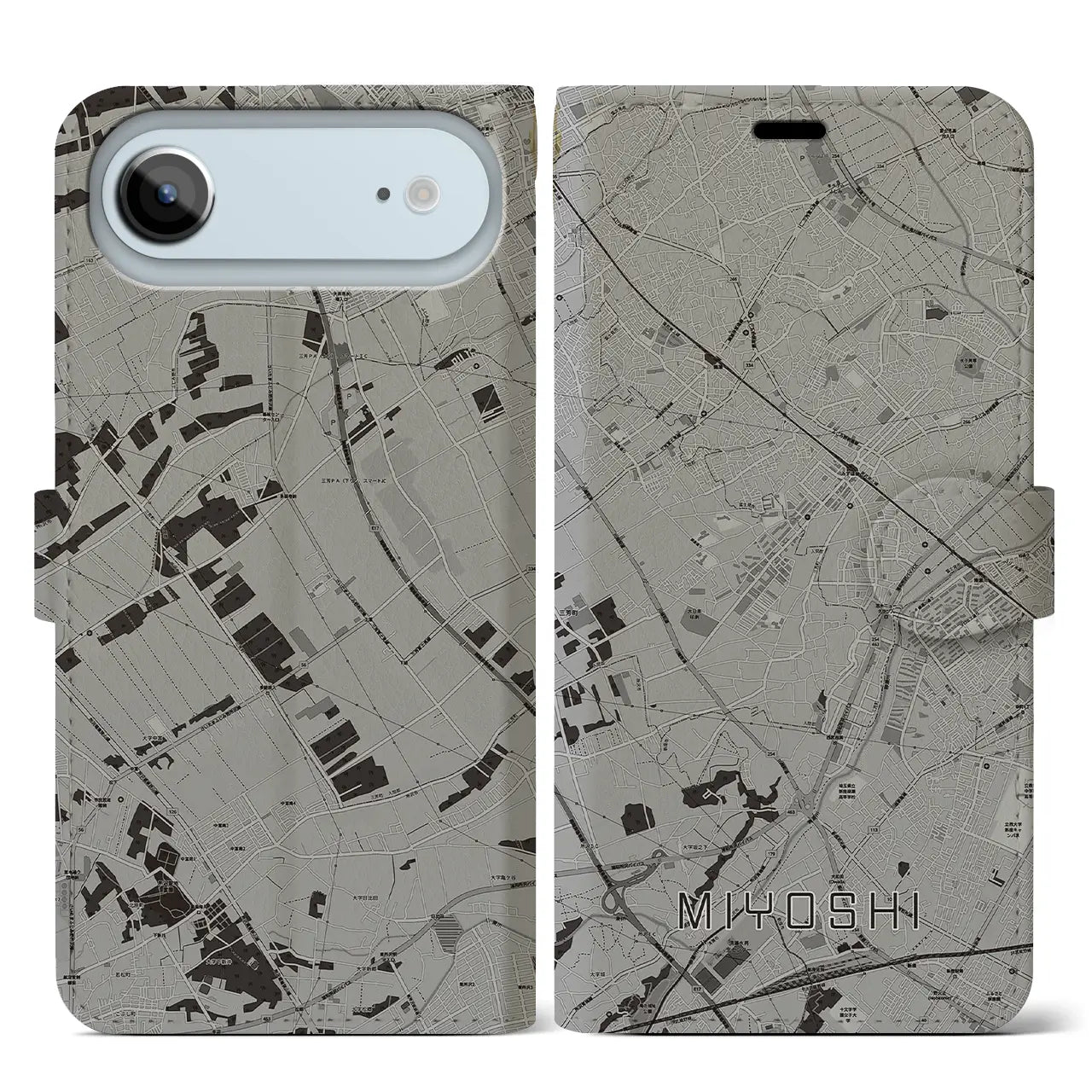 【三芳（埼玉県）】地図柄iPhoneケース（手帳タイプ）